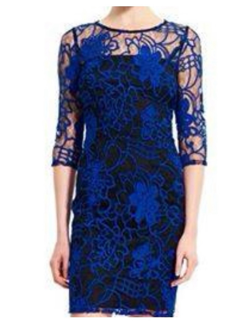 Adrianna Papell Royal Blue Lace Overlay Sheath Dress